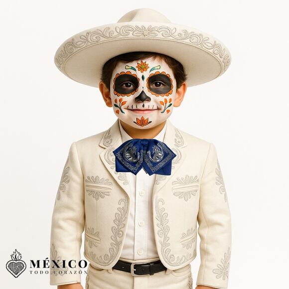 Mexican bow tie mariachi charro  infant to toddler Blue with silver accents - Picture 1 of 4